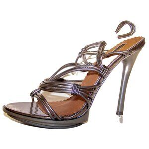 DIESEL Black Gold Women Italian designer brand genuine leather sandals 10